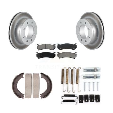 Rear Disc Coated Rotors Semi-Metallic Pads Parking Shoes Hardware Kit For GMC Sierra 3500 KGS-103462