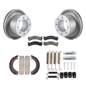 Rear Disc Coated Rotors Semi-Metallic Pads Parking Shoes Hardware Kit For Chevrolet 3500 KGS-103463