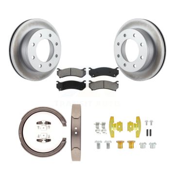 Rear Disc Coated Rotors Semi-Metallic Pads Parking Shoes Hardware Kit For Chevrolet 1500 KGS-103467