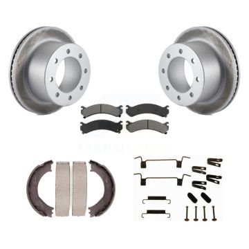 Rear Disc Coated Rotors Semi-Metallic Pads Parking Brake Shoes And Hardware Kit For KGS-103471