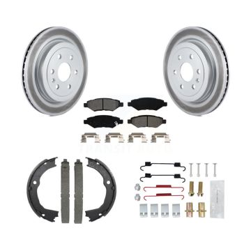Rear Disc Coated Rotors Semi-Metallic Pads Parking Shoes & Hardware Kit For Cadillac SRX KGS-103472
