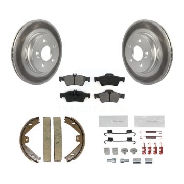 Rear Disc Coated Rotors Semi-Metallic Pads Parking Brake Shoes And Hardware Kit For KGS-103478