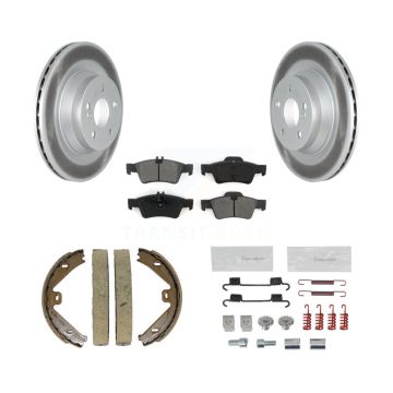 Rear Disc Coated Rotors Semi-Metallic Pads Parking Shoes & Hardware Kit For Mercedes-Benz KGS-103479