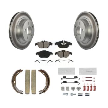 Rear Disc Coated Rotors Semi-Metallic Pads Parking Brake Shoes And Hardware Kit For KGS-103480