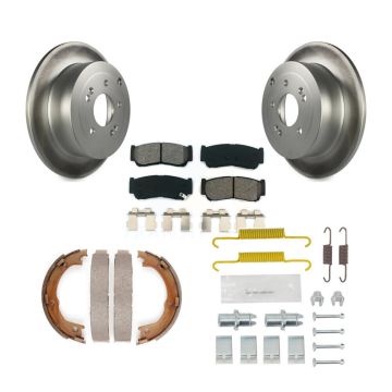 Rear Disc Coated Rotors Semi-Metallic Pads Parking Brake Shoes And Hardware Kit For KGS-103482