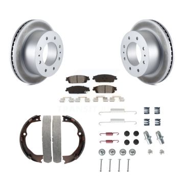 Rear Disc Coated Rotors Semi-Metallic Pads Parking Brake Shoes And Hardware Kit For KGS-103484