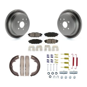 Rear Disc Coated Rotors Semi-Metallic Pads Parking Shoes Hardware Kit For Subaru Outback KGS-103486