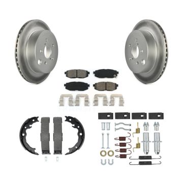 Rear Disc Coated Rotors Semi-Metallic Pads Parking Shoes Hardware Kit For Subaru Forester KGS-103487