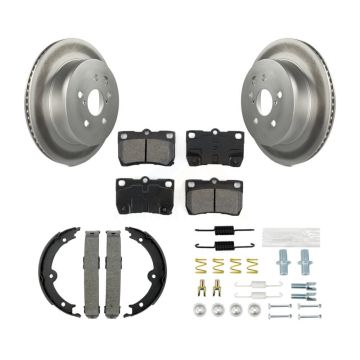 Rear Disc Coated Rotors Semi-Metallic Pads Parking Shoes And Hardware Kit For Lexus IS250 KGS-103489