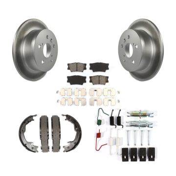 Rear Disc Coated Rotors Semi-Metallic Pads Parking Shoes & Hardware Kit For Toyota Camry KGS-103492