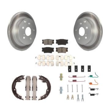 Rear Disc Coated Rotors Semi-Metallic Pads Parking Shoes And Hardware Kit For Toyota RAV4 KGS-103493