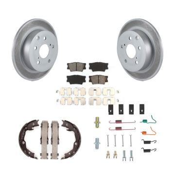 Rear Disc Coated Rotors Semi-Metallic Pads Parking Shoes & Hardware Kit For Toyota Matrix KGS-103494