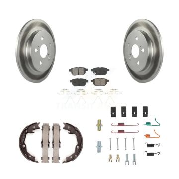 Rear Disc Coated Rotors Semi-Metallic Pads Parking Shoes & Hardware Kit For Toyota Matrix KGS-103496