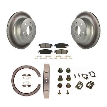 Rear Disc Coated Rotors Semi-Metallic Pads Parking Shoes Hardware Kit For Chevrolet 1500 KGS-103503