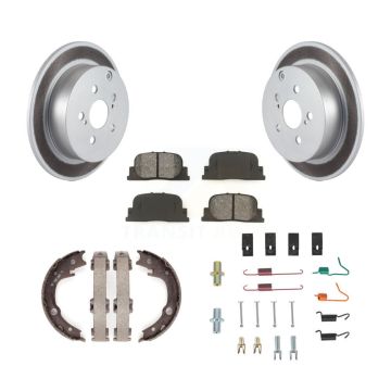 Rear Disc Coated Rotors Semi-Metallic Pads Parking Shoes Hardware Kit For 05-10 Scion tC KGS-103506