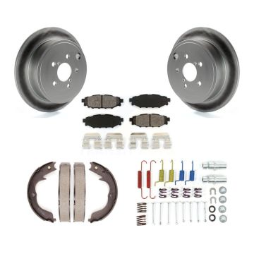 Rear Disc Coated Rotors Semi-Metallic Pads Parking Shoes Hardware Kit For Subaru Impreza KGS-103512