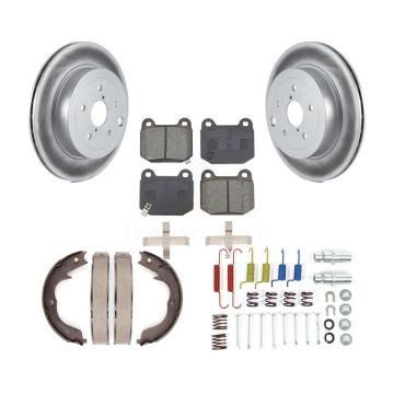 Rear Disc Coated Rotors Semi-Metallic Pads Parking Shoes Hardware Kit For Subaru Impreza KGS-103513
