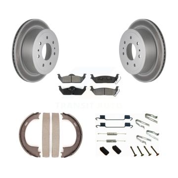 Rear Disc Coated Rotors Semi-Metallic Pads Parking Shoes Hardware Kit For Ford F-150 Mark KGS-103518