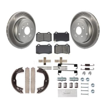 Rear Disc Coated Rotors Semi-Metallic Pads Parking Brake Shoes And Hardware Kit For KGS-103521
