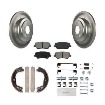 Rear Disc Coated Rotors Semi-Metallic Pads Parking Brake Shoes And Hardware Kit For KGS-103522