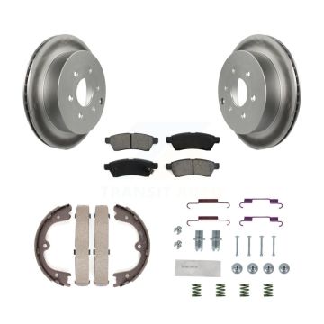 Rear Disc Coated Rotors Semi-Metallic Pads Parking Shoes Hardware Kit For Nissan Frontier KGS-103523