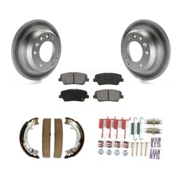 Rear Disc Coated Rotors Semi-Metallic Pads Parking Shoes And Hardware Kit For Kia Sedona KGS-103524
