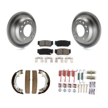 Rear Disc Coated Rotors Semi-Metallic Pads Parking Shoes And Hardware Kit For Hyundai Kia KGS-103525