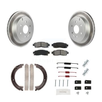 Rear Disc Coated Rotors Semi-Metallic Pads Parking Shoes And Hardware Kit For GMC Acadia KGS-103526