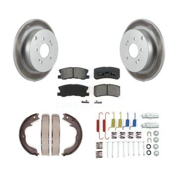 Rear Disc Coated Rotors Semi-Metallic Pads Parking Brake Shoes And Hardware Kit For KGS-103528