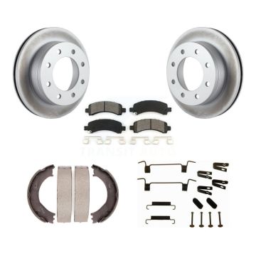 Rear Disc Coated Rotors Semi-Metallic Pads Parking Shoes Hardware Kit For Chevrolet 2500 KGS-103532