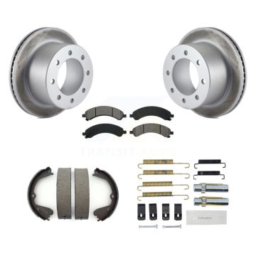 Rear Disc Coated Rotors Semi-Metallic Pads Parking Shoes Hardware Kit For Chevrolet 3500 KGS-103536