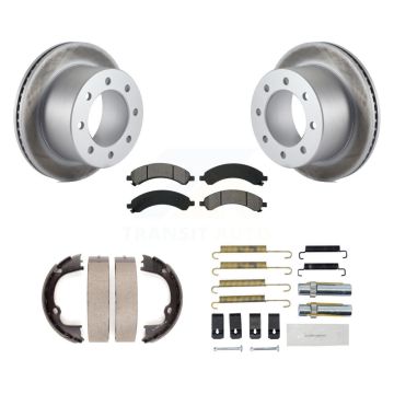 Rear Disc Coated Rotors Semi-Metallic Pads Parking Shoes Hardware Kit For GMC Savana 3500 KGS-103537