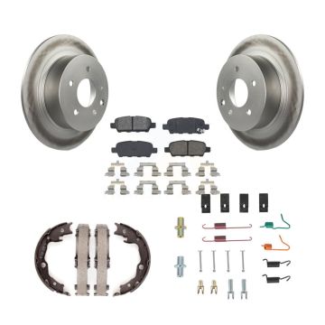 Rear Disc Coated Rotors Semi-Metallic Pads Parking Shoes & Hardware Kit For Nissan Sentra KGS-103541