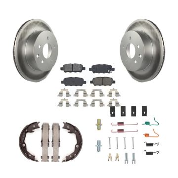 Rear Disc Coated Rotors Semi-Metallic Pads Parking Shoes & Hardware Kit For Nissan Rogue KGS-103542