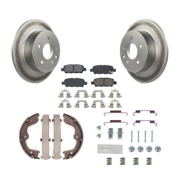 Rear Disc Coated Rotors Semi-Metallic Pads Parking Shoes & Hardware Kit For Nissan Altima KGS-103543