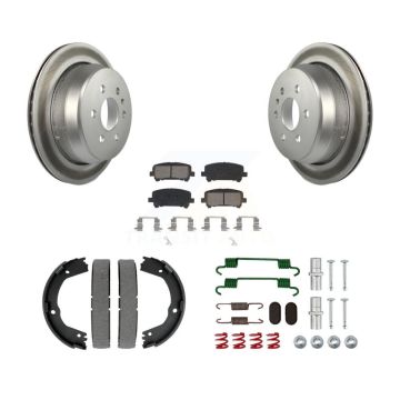 Rear Disc Coated Rotors Semi-Metallic Pads Parking Shoes & Hardware Kit For Chevrolet GMC KGS-103548