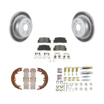 Rear Disc Coated Rotors Semi-Metallic Pads Parking Brake Shoes And Hardware Kit For KGS-103549