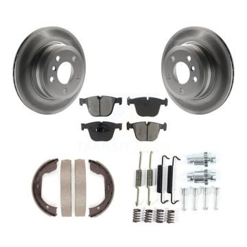Rear Disc Coated Rotors Semi-Metallic Pads Parking Brake Shoes & Hardware Kit For BMW X6 KGS-103552