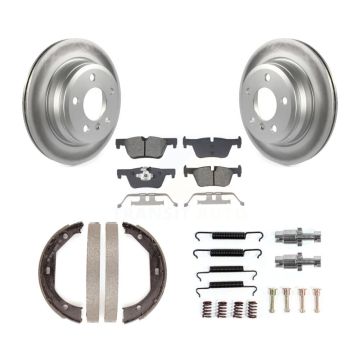 Rear Disc Coated Rotors Semi-Metallic Pads Parking Shoes Hardware Kit For BMW 328i xDrive KGS-103554