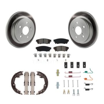 Rear Disc Coated Rotors Semi-Metallic Pads Parking Shoes & Hardware Kit For Toyota Camry KGS-103562
