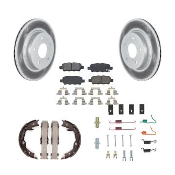 Rear Disc Coated Rotors Semi-Metallic Pads Parking Shoes And Hardware Kit For Nissan LEAF KGS-103565