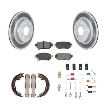 Rear Disc Coated Rotors Semi-Metallic Pads Parking Shoes And Hardware Kit For Nissan LEAF KGS-103566