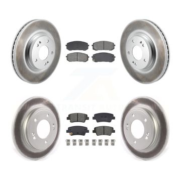 Front Rear Coated Brake Rotors Semi-Metallic Pad Kit For 2021-2023 Hyundai Elantra N Line KGS-103577