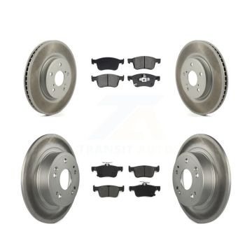 Front Rear Coated Disc Brake Rotors And Semi-Metallic Pads Kit For Honda Accord KGS-103580