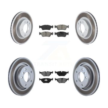 Front Rear Coated Disc Brake Rotors And Semi-Metallic Pads Kit For BMW 328i KGS-103589