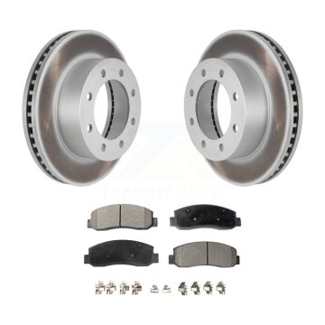 Front Coated Disc Brake Rotors And Ceramic Pads Kit For Ford F-250 Super Duty F-350 KGT-100097