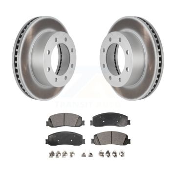 Front Coated Disc Brake Rotors And Ceramic Pads Kit For Ford F-350 Super Duty F-250 4WD KGT-100098