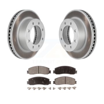 Front Coated Disc Brake Rotors And Ceramic Pads Kit For Ford F-250 Super Duty F-350 4WD KGT-100099