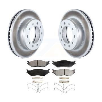 Front Coat Disc Brake Rotor Ceramic Pad Kit For Ford F-450 Super Duty F-550 International KGT-100101