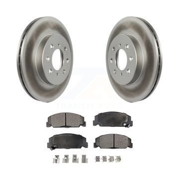 Front Coated Disc Brake Rotors & Ceramic Pad Kit For 1997 Honda Civic LX with 4-Wheel ABS KGT-100187